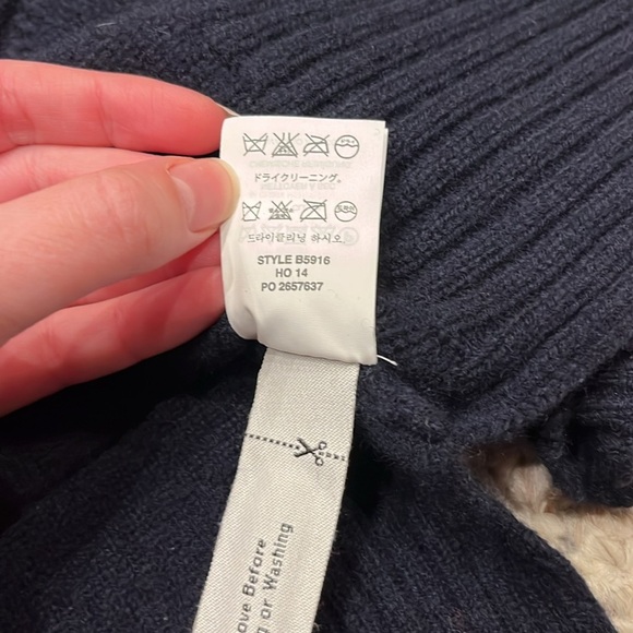 J Crew Wool Pointelle Long Sleeve Sweater Navy Blue Sz Small - Picture 5 of 9